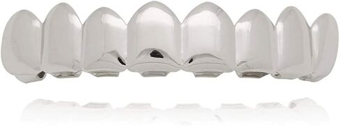 Canjoyn 8 أسنان Grillz 18K الذهب العلوي والسفلي الشوايات مجموعة لامعة الهيب هوب الأسنان Grillz + قضبان صب إضافية in Kuwait