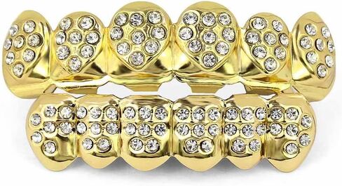 JINAO 14K مطلية بالذهب مثلج خارج تشيكوسلوفاكيا الأسنان GRILLZ أعلى أسفل الأسنان قبعات الهيب هوب بلينغ جديد الذهب لامعة الشوايات in Kuwait