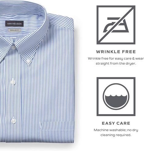 Van Heusen Men's Dress Shirt Regular Fit Pinpoint Solid in Saudi Arabia