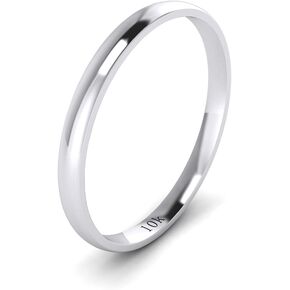 LANDA JEWEL Solid 10k White Rose Yellow Gold 2mm Light Court Shape Comfort Fit Polished Wedding Ring Plain Band in Saudi Arabia