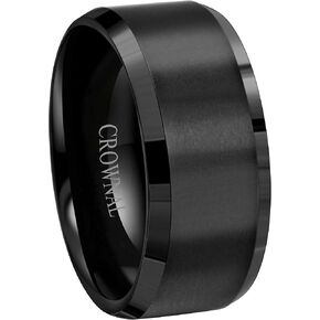 6mm 8mm 10mm Black Tungsten Wedding Band Ring Men Women Matte Finish Beveled Edges Comfort Fit Size 5 To 17 in Kuwait
