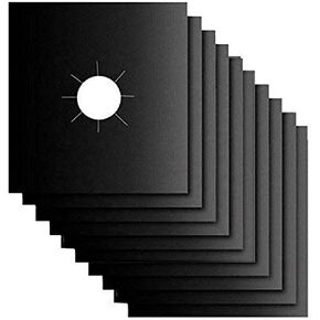 Gas Stove Burner Covers 10 Pack- XZSUN 0.2mm Double Thickness Reusable Gas Range Protectors For Kitchen&Cooking（black，10pack）