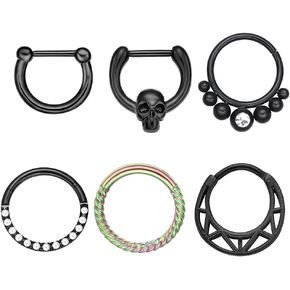 WASOLIE مجوهرات للجسم 16 جرام الفولاذ المقاوم للصدأ هيبوالرجينيك ترصيع الأنف النساء الرجال الأرجواني/أسود/الشظية/قوس قزح 5 قطعة/6 قطعة in Kuwait