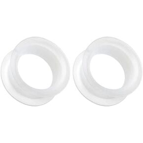 Pair 6g (4MM) CLEAR SILICONE EYELET TUNNELS Double Flare Gauges Thin Soft Flexible Flesh Plugs (2pcs) in Saudi Arabia