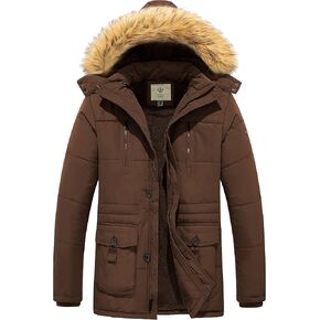 WenVen Men's Winter Coat Warm Parka Jacket with Faux Fur Removable Hood