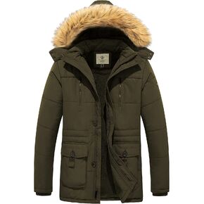 WenVen Men's Winter Coat Warm Parka Jacket with Faux Fur Removable Hood in Kuwait