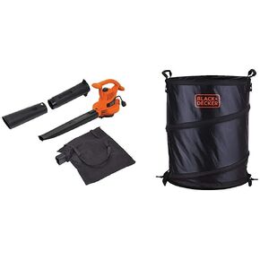 بلاك اند ديكر منفاخ أوراق الشجر الكهربائي 3 في 1، مكنسة أوراق الشجر، مولشر، 12 أمبير مع قفاز سهل الاستخدام لجميع الأغراض (BV3100 وBD505L) in Kuwait