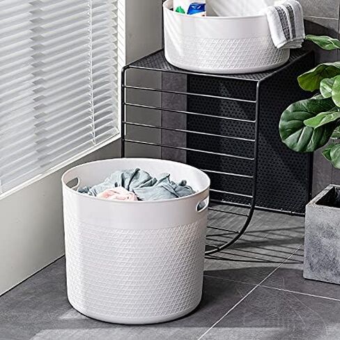 Storage Basket | Laundry Basket | Storage Organizer, 27 Liter, Set of 2, Off White in Saudi Arabia