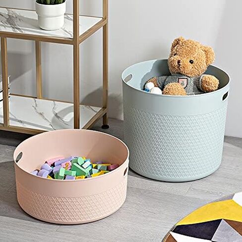 Storage Basket | Laundry Basket | Storage Organizer, 27 Liter, Set of 2, Off White in Saudi Arabia