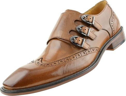 Asher Green AG119 - Men's Dress Shoes, Formal Mens Shoes - Genuine Leather Shoes for Men - Men's Wingtips - Triple Monk Strap Mens Shoes in Saudi Arabia