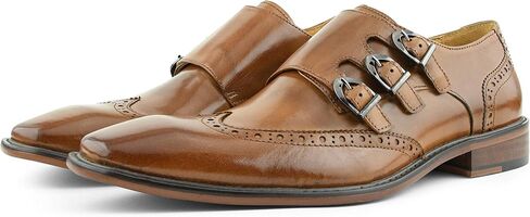 Asher Green AG119 - Men's Dress Shoes, Formal Mens Shoes - Genuine Leather Shoes for Men - Men's Wingtips - Triple Monk Strap Mens Shoes in Saudi Arabia