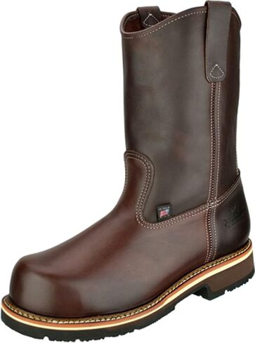 Thorogood American Heritage 11" Steel Toe Wellington Boots for Men - Premium Full-Grain Leather, Slip-Resistant Heel Outsole and Comfort Insole; EH Rated, Briar Pitstop - 8 2E US in Saudi Arabia