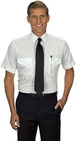 Van Heusen Mens Dress Shirts Short Sleeve Aviator Shirt Solid Spread Collar in Saudi Arabia