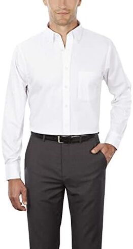 Van Heusen Men's Dress Shirt Regular Fit Pinpoint Solid in Saudi Arabia