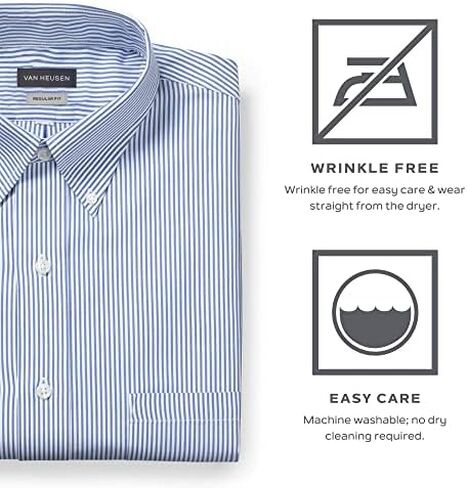 Van Heusen Men's Dress Shirt Regular Fit Pinpoint Solid in Saudi Arabia