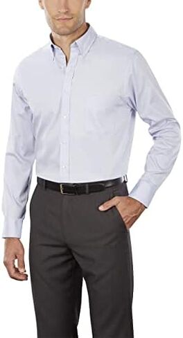 Van Heusen Men's Dress Shirt Regular Fit Pinpoint Solid in Saudi Arabia