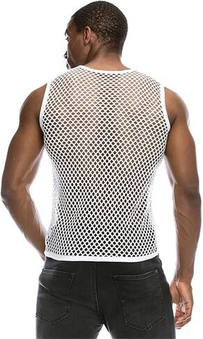 Mens Transparent Sexy Mesh T Shirt Through Fishnet Long Sleeve Undershirts Nightclub Party Perform Top Tees in Saudi Arabia