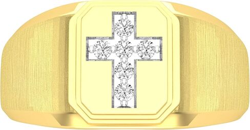 Dazzlingrock Collection 0.10 Carat (ctw) 10k Round Diamond Mens Cross Band Ring, Yellow Gold in Saudi Arabia