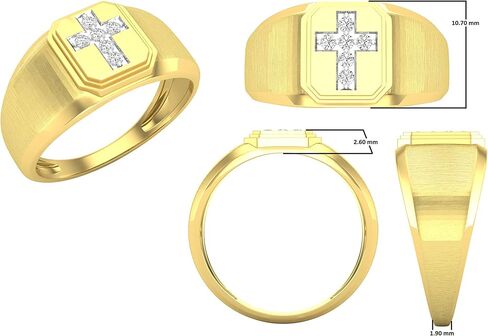 Dazzlingrock Collection 0.10 Carat (ctw) 10k Round Diamond Mens Cross Band Ring, Yellow Gold in Saudi Arabia