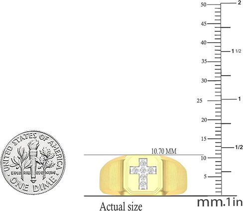 Dazzlingrock Collection 0.10 Carat (ctw) 10k Round Diamond Mens Cross Band Ring, Yellow Gold in Saudi Arabia
