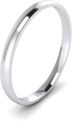 LANDA JEWEL الصلبة 10k الأبيض الوردي الذهب الأصفر 2 مم ضوء المحكمة الشكل الراحة صالح مصقول خاتم الزواج عادي الفرقة in Kuwait