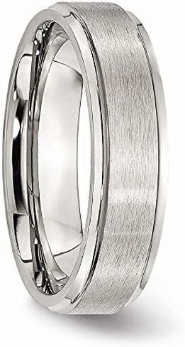 Solid Stainless Steel Grooved Edge 6mm Matte Brushed Finish and Wedding Band Ring Comfort-Fit in Saudi Arabia