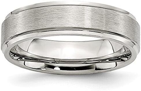 Solid Stainless Steel Grooved Edge 6mm Matte Brushed Finish and Wedding Band Ring Comfort-Fit in Saudi Arabia