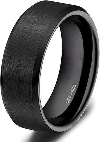 SOMEN TUNGSTEN 4mm 6mm 8mm Black Ceramic Rings Brushed Comfort Fit Wedding Band for Men Women Size 4-14 in Kuwait