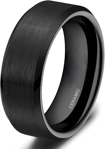 SOMEN TUNGSTEN 4mm 6mm 8mm Black Ceramic Rings Brushed Comfort Fit Wedding Band for Men Women Size 4-14 in Kuwait