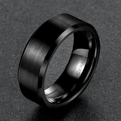 SOMEN TUNGSTEN 4mm 6mm 8mm Black Ceramic Rings Brushed Comfort Fit Wedding Band for Men Women Size 4-14 in Kuwait