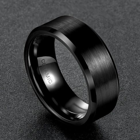SOMEN TUNGSTEN 4mm 6mm 8mm Black Ceramic Rings Brushed Comfort Fit Wedding Band for Men Women Size 4-14 in Kuwait