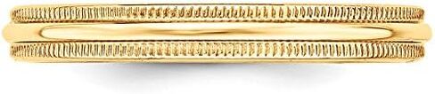 14k Yellow Gold 3mm Milgrain Plain Classic Dome Wedding Band Ring in Saudi Arabia