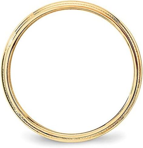 14k Yellow Gold 3mm Milgrain Plain Classic Dome Wedding Band Ring in Saudi Arabia
