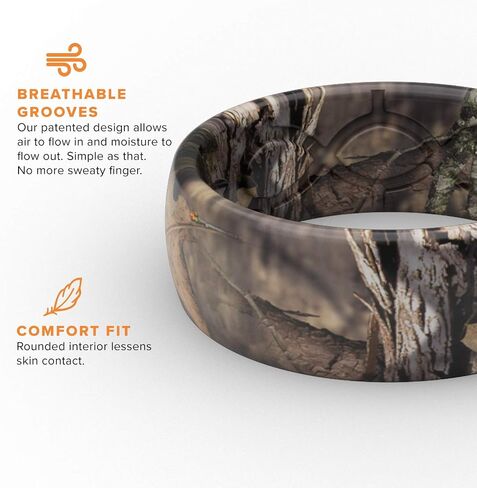 Groove Life Mossy Oak Blades and Breakup Country Camo Silicone Ring Loadout Breathable Rubber Wedding Rings for Men, Lifetime Coverage, Unique Design, Comfort Fit Ring - Size 11 in Saudi Arabia