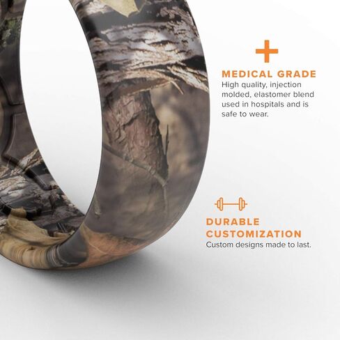Groove Life Mossy Oak Blades and Breakup Country Camo Silicone Ring Loadout Breathable Rubber Wedding Rings for Men, Lifetime Coverage, Unique Design, Comfort Fit Ring - Size 11 in Saudi Arabia