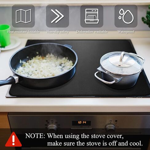 أغطية علوية للموقد الكهربائية (72.4 سم × 52.08 سم) - أغطية موقد مقاومة للماء للفرن الكهربائي، تحمي الموقد، الغسل، الجاف، غطاء زجاج علوي للموقد مع 2 قطعة من أغطية الفجوات 21 بوصة in Kuwait
