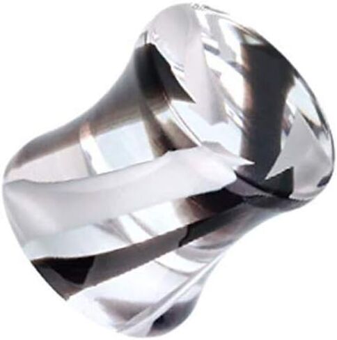 Covet Jewelry Marble Stripe Acrylic Double Flared Ear Gauge Plug in Saudi Arabia