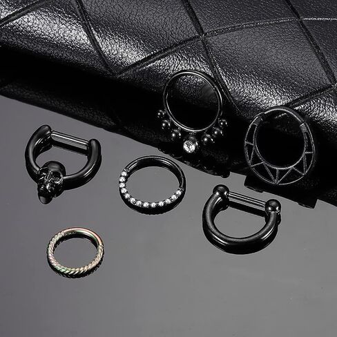 WASOLIE مجوهرات للجسم 16 جرام الفولاذ المقاوم للصدأ هيبوالرجينيك ترصيع الأنف النساء الرجال الأرجواني/أسود/الشظية/قوس قزح 5 قطعة/6 قطعة in Kuwait