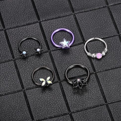 WASOLIE Body Jewelry 16G Stainless Steel Hypoallergenic Nose Studs Women Men Purple/Black/Sliver/Rainbow 5Pcs/6Pcs in Saudi Arabia