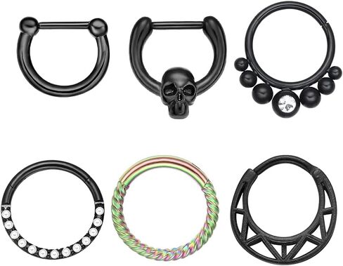 WASOLIE مجوهرات للجسم 16 جرام الفولاذ المقاوم للصدأ هيبوالرجينيك ترصيع الأنف النساء الرجال الأرجواني/أسود/الشظية/قوس قزح 5 قطعة/6 قطعة in Kuwait