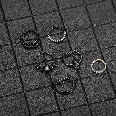 WASOLIE مجوهرات للجسم 16 جرام الفولاذ المقاوم للصدأ هيبوالرجينيك ترصيع الأنف النساء الرجال الأرجواني/أسود/الشظية/قوس قزح 5 قطعة/6 قطعة in Kuwait