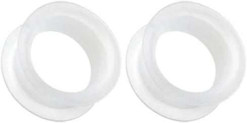 Pair 6g (4MM) CLEAR SILICONE EYELET TUNNELS Double Flare Gauges Thin Soft Flexible Flesh Plugs (2pcs) in Saudi Arabia