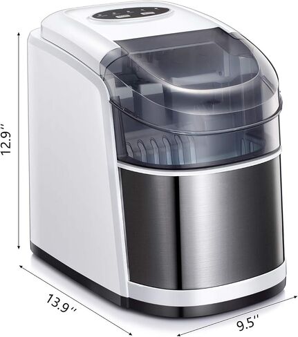 Countertop Ice Maker Portable Ice Making Machine with Self-clean Function -Bullet Ice Cubes Ready in 6 Mins - Makes 26 lbs Ice/24 hrs - Perfect for Home/Office/Bar/Kitchen, Ice Scoop & Bucket(White) in Saudi Arabia