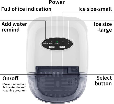 Countertop Ice Maker Portable Ice Making Machine with Self-clean Function -Bullet Ice Cubes Ready in 6 Mins - Makes 26 lbs Ice/24 hrs - Perfect for Home/Office/Bar/Kitchen, Ice Scoop & Bucket(White) in Saudi Arabia