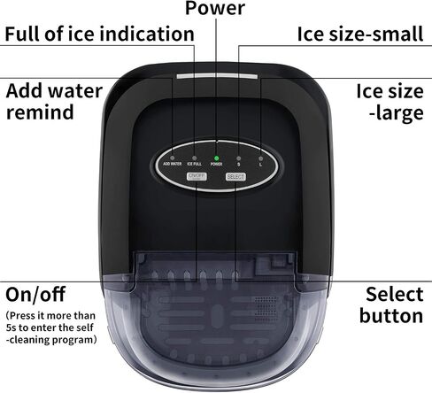 Countertop Ice Maker Portable Ice Making Machine with Self-clean Function -Bullet Ice Cubes Ready in 6 Mins - Makes 26 lbs Ice/24 hrs - Perfect for Home/Office/Bar/Kitchen, Ice Scoop & Bucket(White) in Saudi Arabia