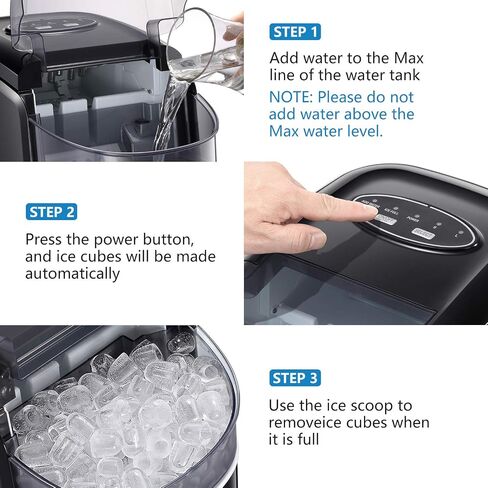 Countertop Ice Maker Portable Ice Making Machine with Self-clean Function -Bullet Ice Cubes Ready in 6 Mins - Makes 26 lbs Ice/24 hrs - Perfect for Home/Office/Bar/Kitchen, Ice Scoop & Bucket(White) in Saudi Arabia