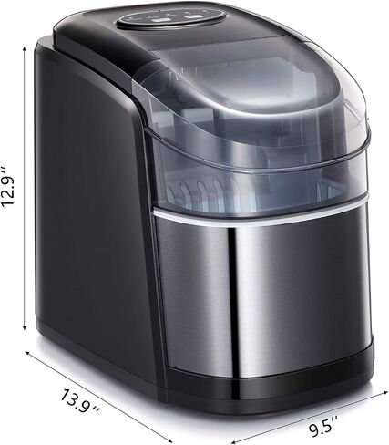 Countertop Ice Maker Portable Ice Making Machine with Self-clean Function -Bullet Ice Cubes Ready in 6 Mins - Makes 26 lbs Ice/24 hrs - Perfect for Home/Office/Bar/Kitchen, Ice Scoop & Bucket(White) in Saudi Arabia