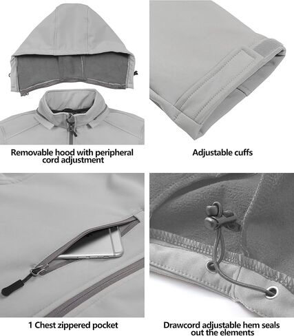Little Donkey Andy Men’s Softshell Jacket with Removable Hood, Fleece Lined and Water Repellent in Saudi Arabia