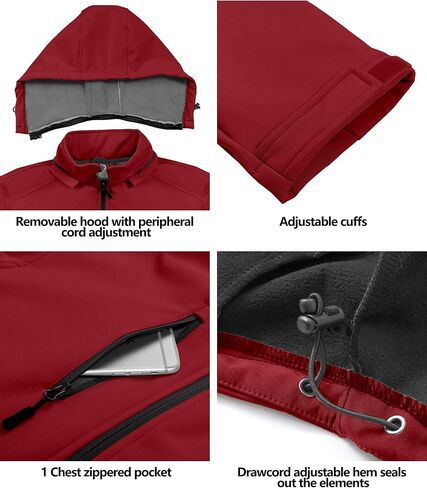 Little Donkey Andy Men’s Softshell Jacket with Removable Hood, Fleece Lined and Water Repellent in Saudi Arabia