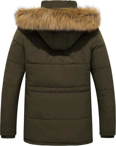 WenVen Men's Winter Coat Warm Parka Jacket with Faux Fur Removable Hood in Kuwait